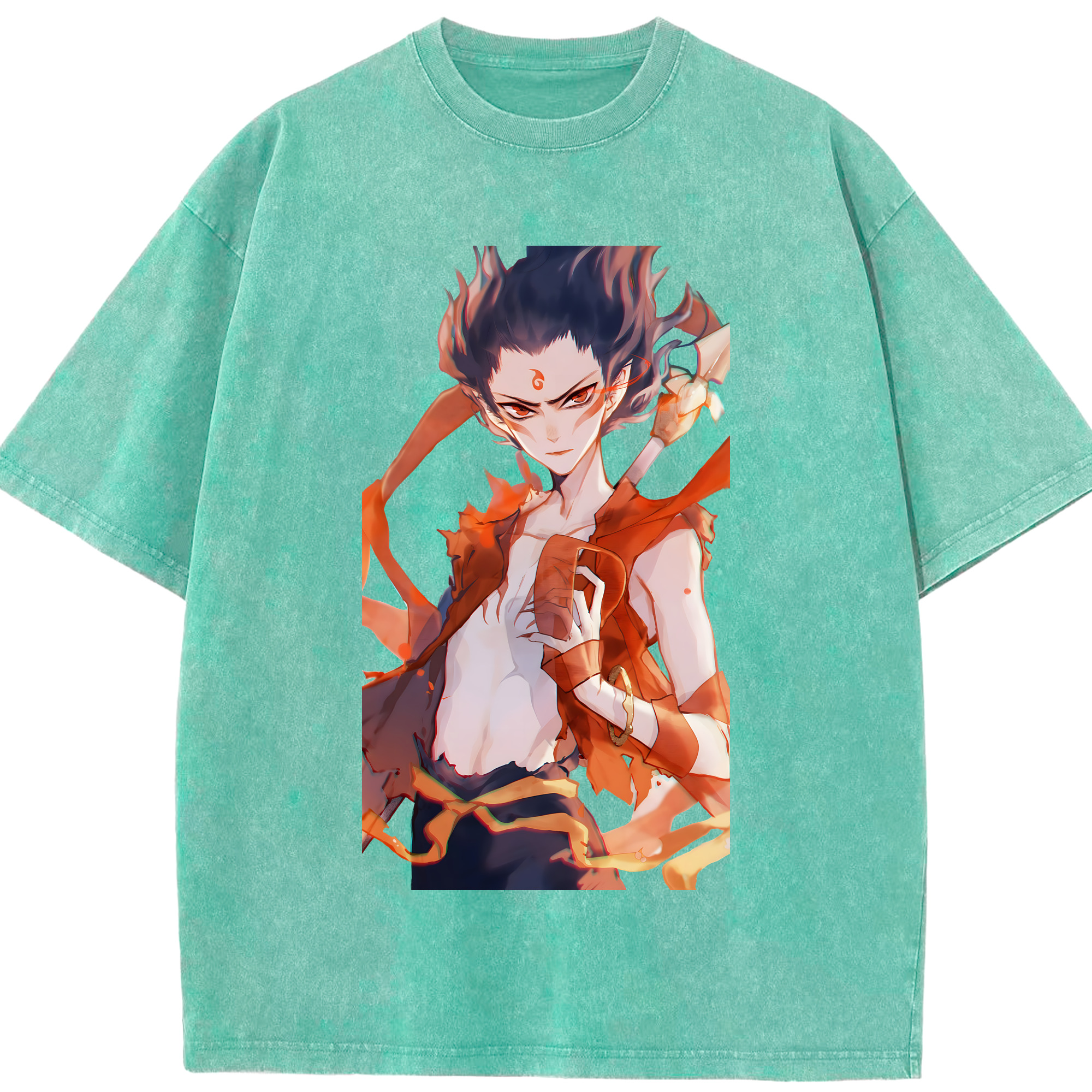 （画像用） Ne Zha 2 ナタ 魔童の大暴れ 綿100% ヴィンテージ風 半袖Tシャツ（フロントプリント）